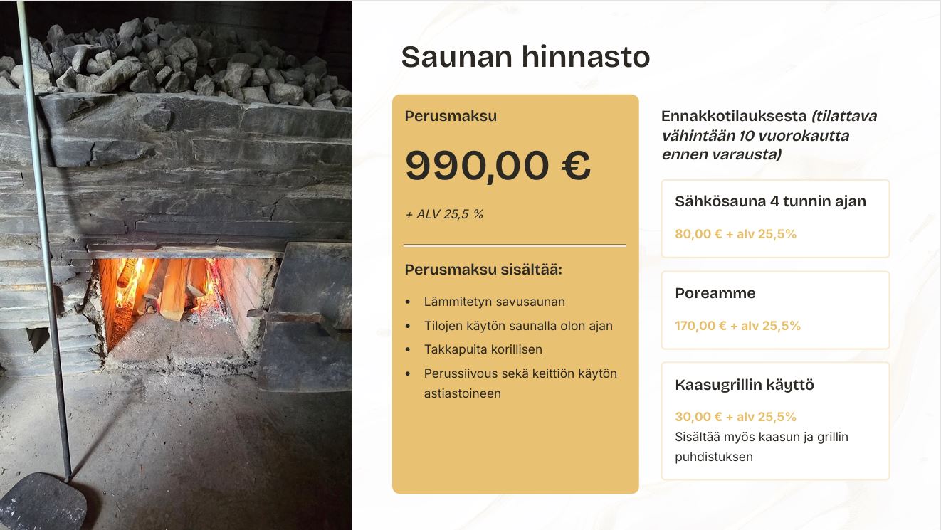 Hangaslahden saunaan laivalla